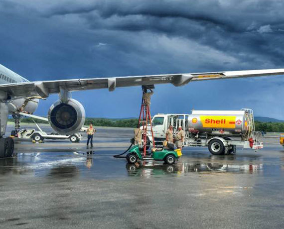 Plane getting fuel